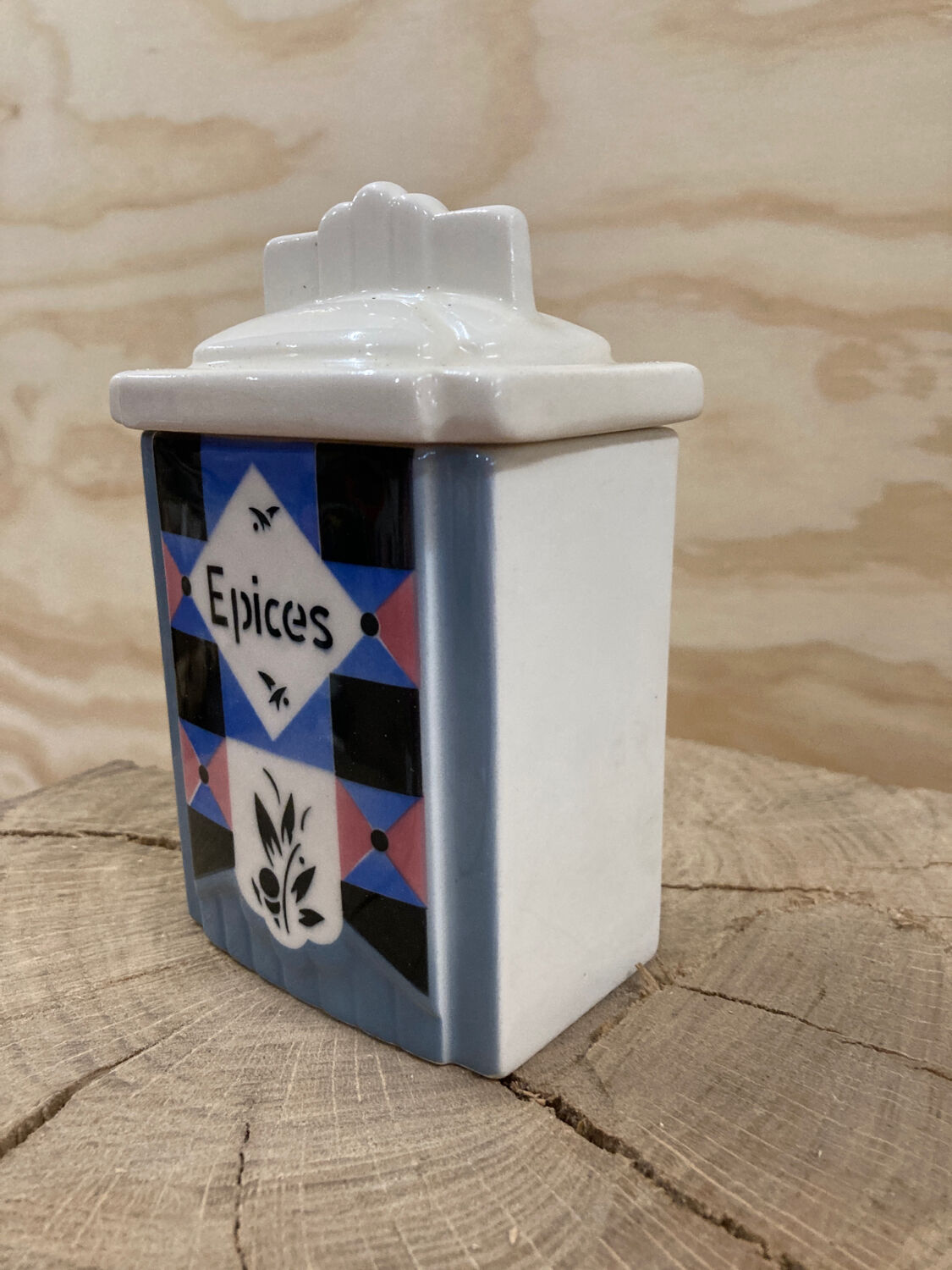 Covered earthenware spice pot 1930 art deco Ditmar Urbach