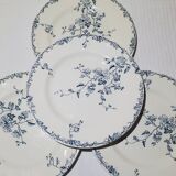 Set of 4 flat plates from the Luneville earthenware factory, Printemps model, iron earth