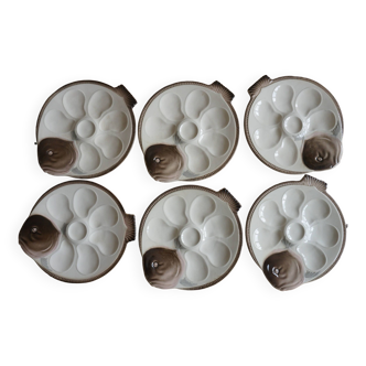 Longwy earthenware fish-shaped oyster plates