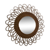 Miroir soleil rotin vintage 48cm