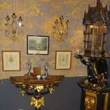 Pair of four-light gilded iron wall lamps 30 x 46 cm