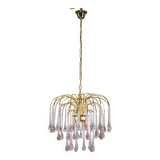 Lady Grace, Chandelier with Pink and Transparent Pendants, Murano Glass, 19