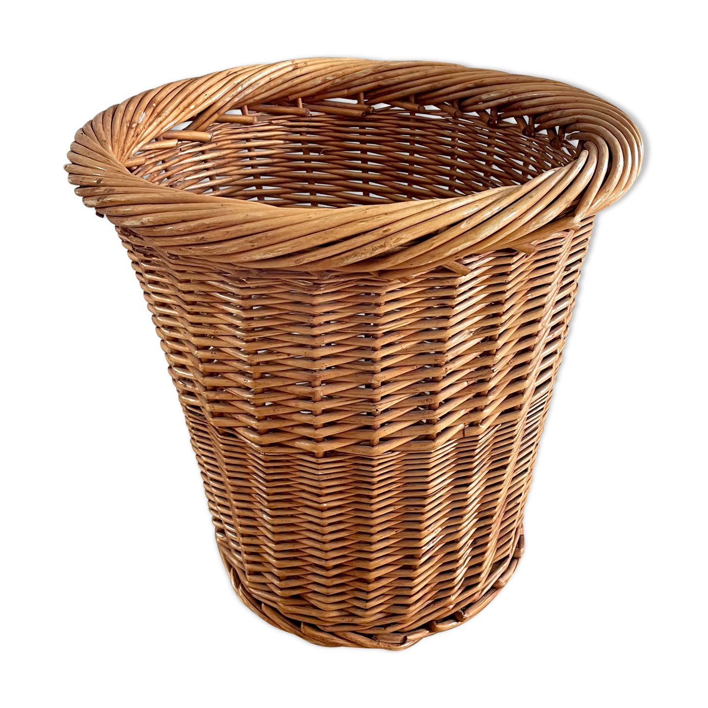 Vintage rattan paper basket