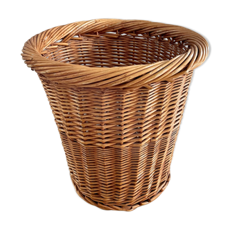 Vintage rattan paper basket