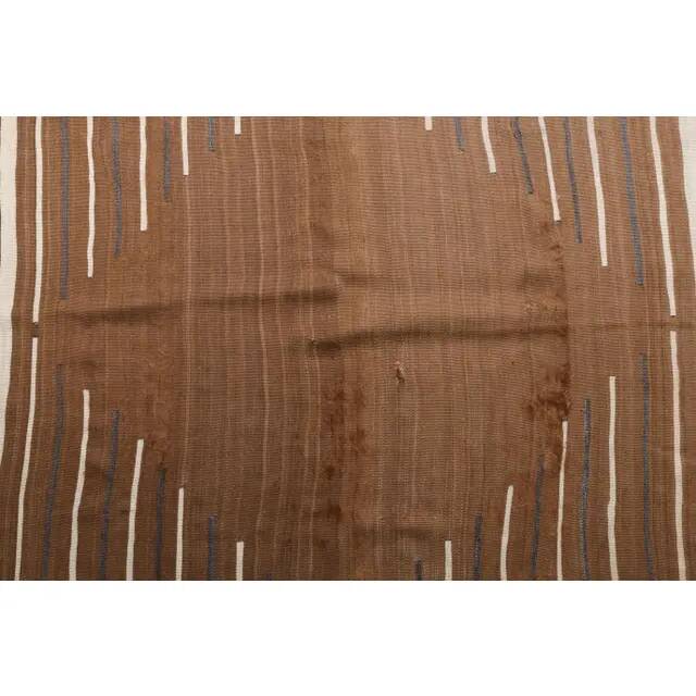 Vintage Turkish hand-knotted wool cotton brown small area rug 152x167