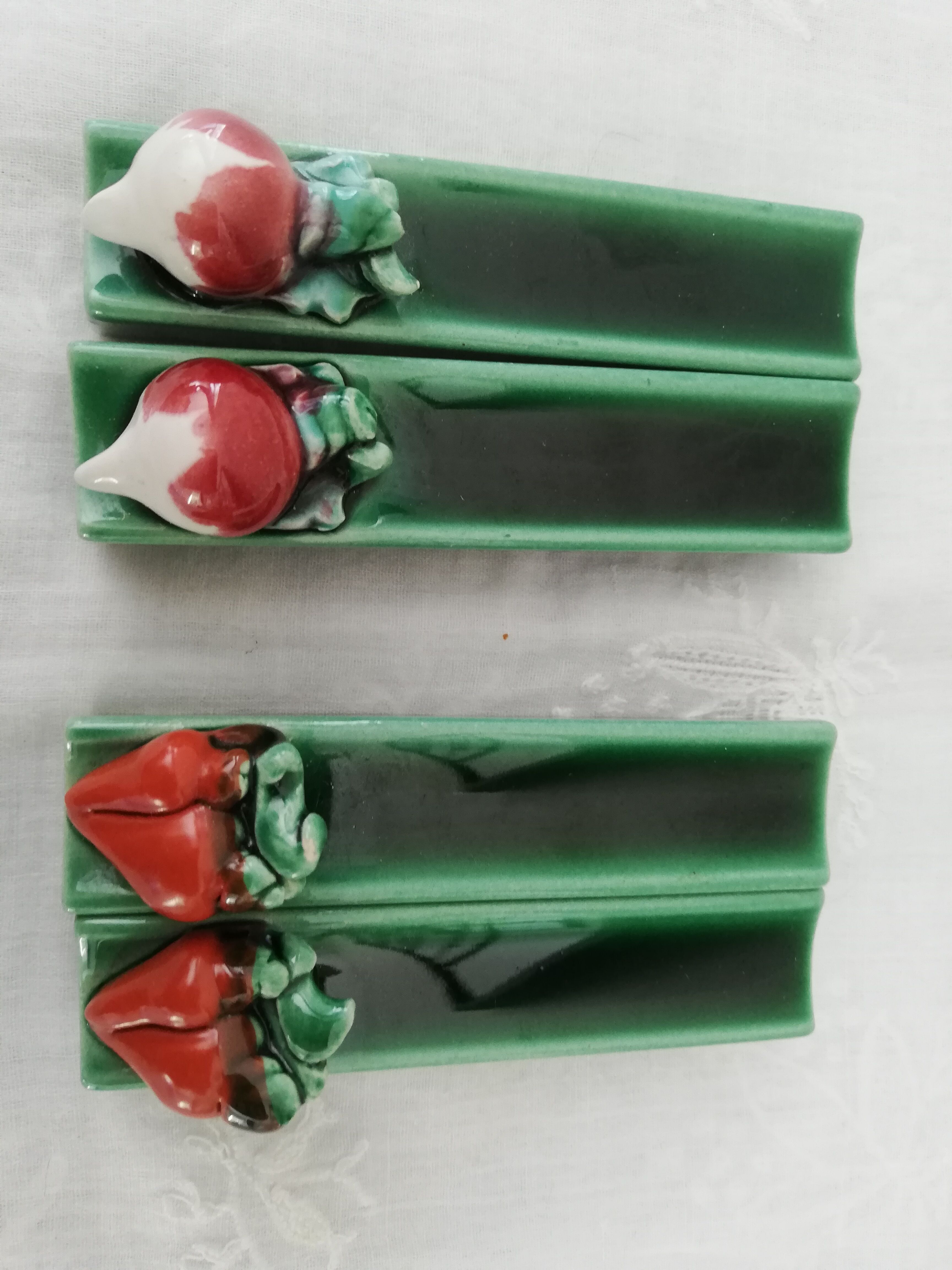 Lot de 12 porte couteaux céramique décor légumes