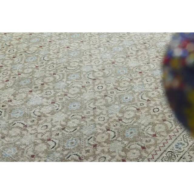 1970s Vintage Persian Handmade Wool Cotton Green Area Rug 295x400