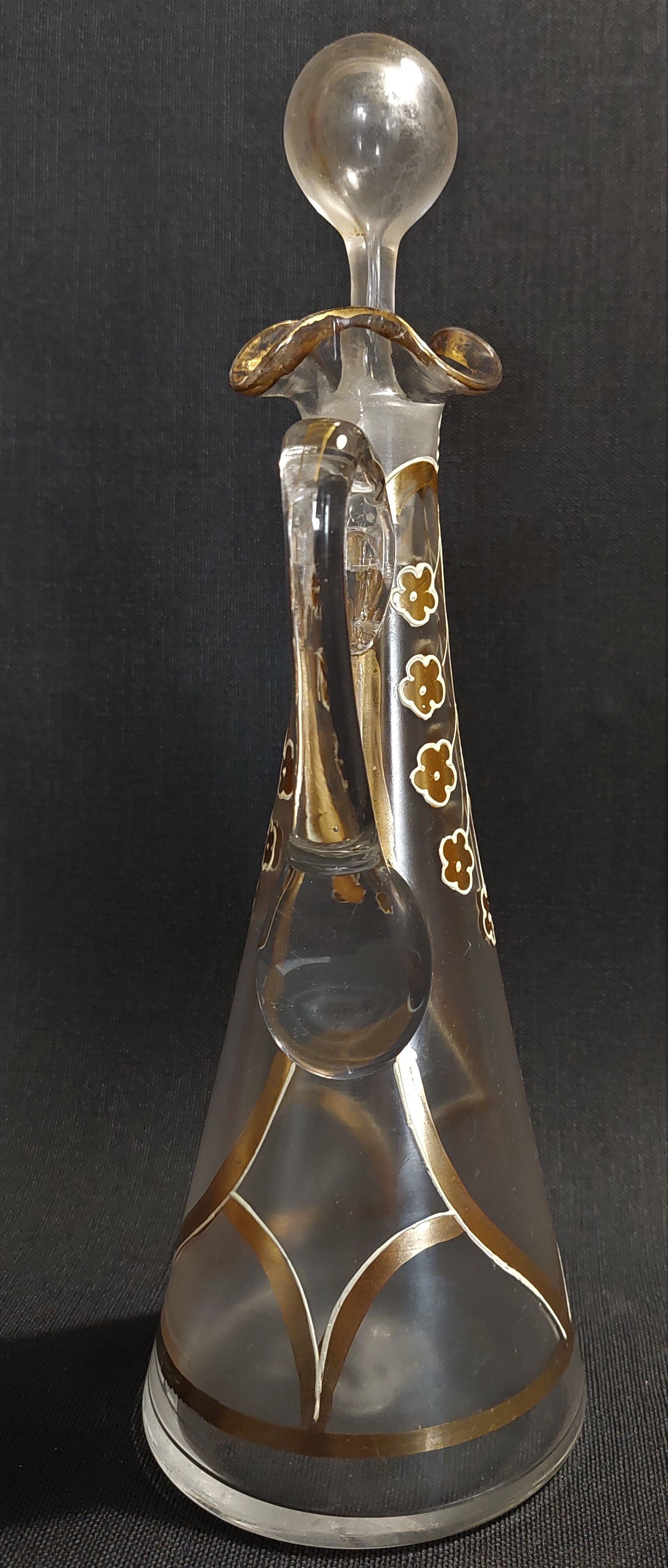 Enamelled glass ewer decanter gold decoration numbered early twentieth art nouveau