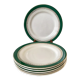 set of 6 flat plates Digoin Sarreguemines model "Martine" green and golden 50s