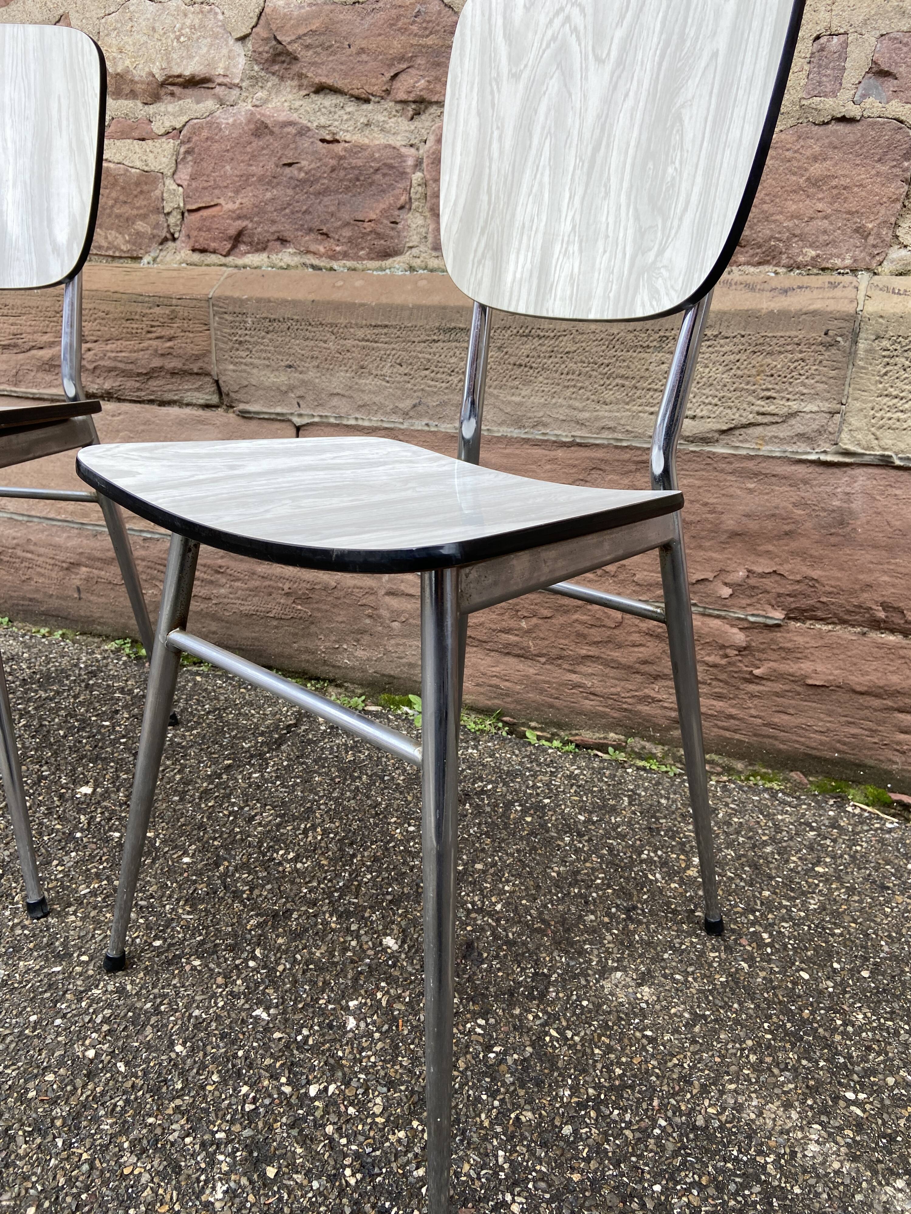 Pair of vintage formica chairs 1960 mid-century