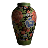 Grand vase Keramis  – époque Art déco à motif de Pivoines- Une splende