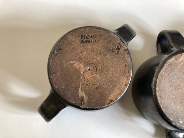 Set de 4 bols à anse Robert Picault 1960 Vallauris