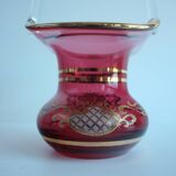 Crystal, gilded basket, Bohemia Crystal, Czechoslovakia, 1960's.