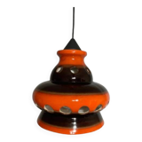 Ceramic pendant lamp, vintage Space Age hanging light, retro 1970s design, pen