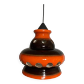 Ceramic pendant lamp, vintage Space Age hanging light, retro 1970s design, pen