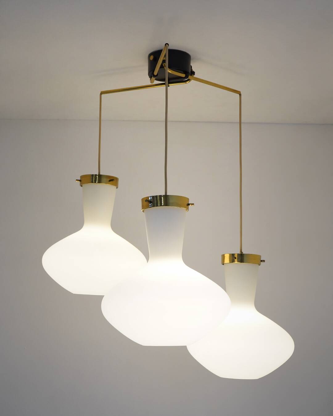 Stilnovo Three-Light Pendant, 1950s