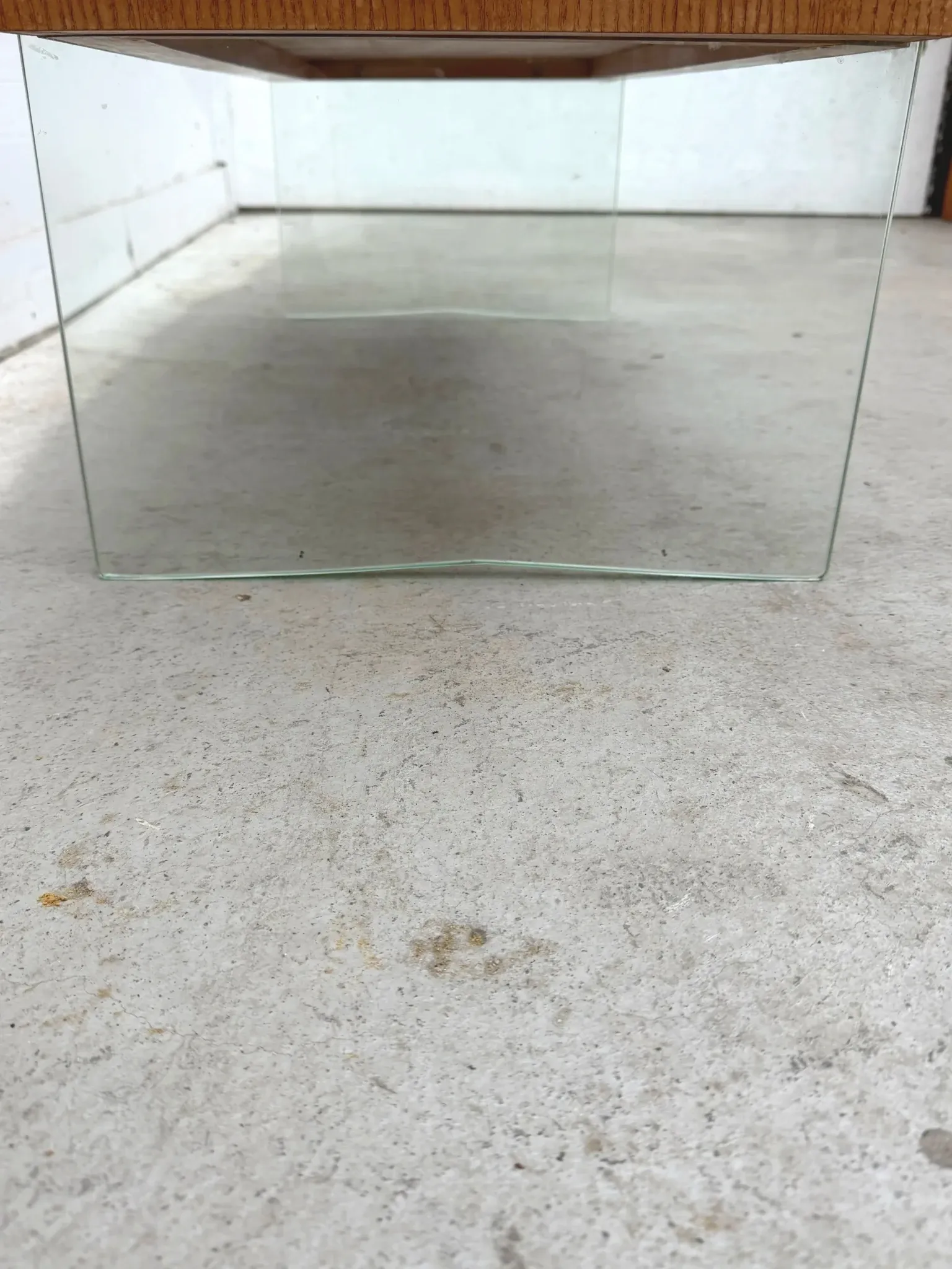 Coffee table by Robert Debiève in ash veneer, glass and brass, France 1950.