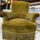 Khaki green velvet toad armchair