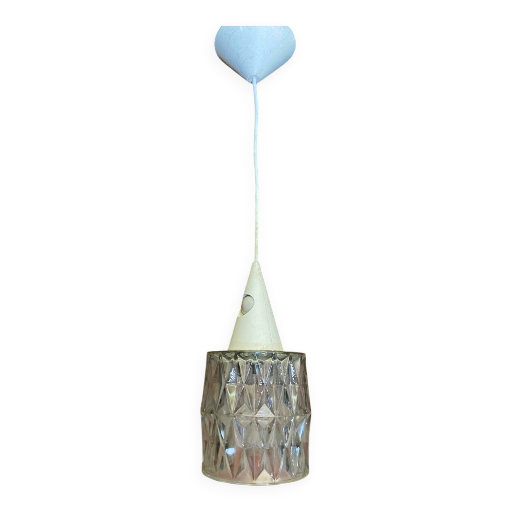 Antique Pendant Light Molded Glass 70s Vintage