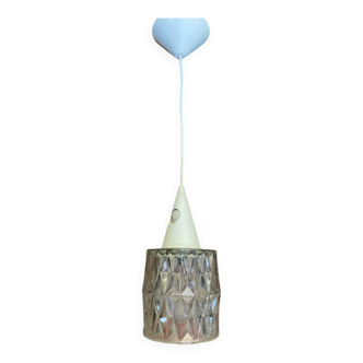 Antique Pendant Light Molded Glass 70s Vintage
