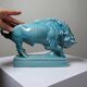 Bison Zsolnay in turquoise glazed earthenware, Hungary, 1940s-50s.