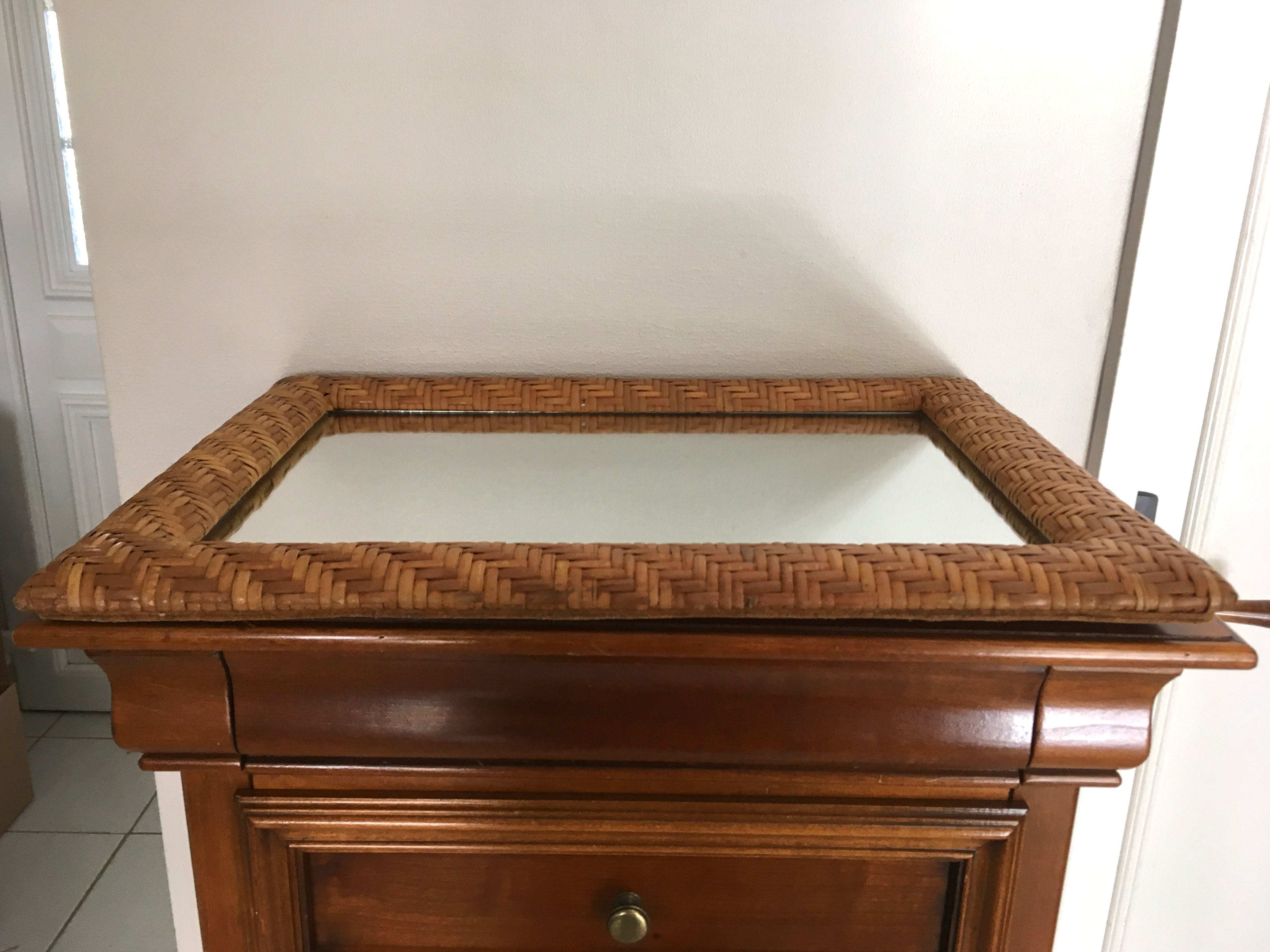 Mirror braided rattan frame 1970 39x54cm