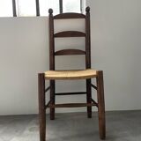 Rustic oak straw chair