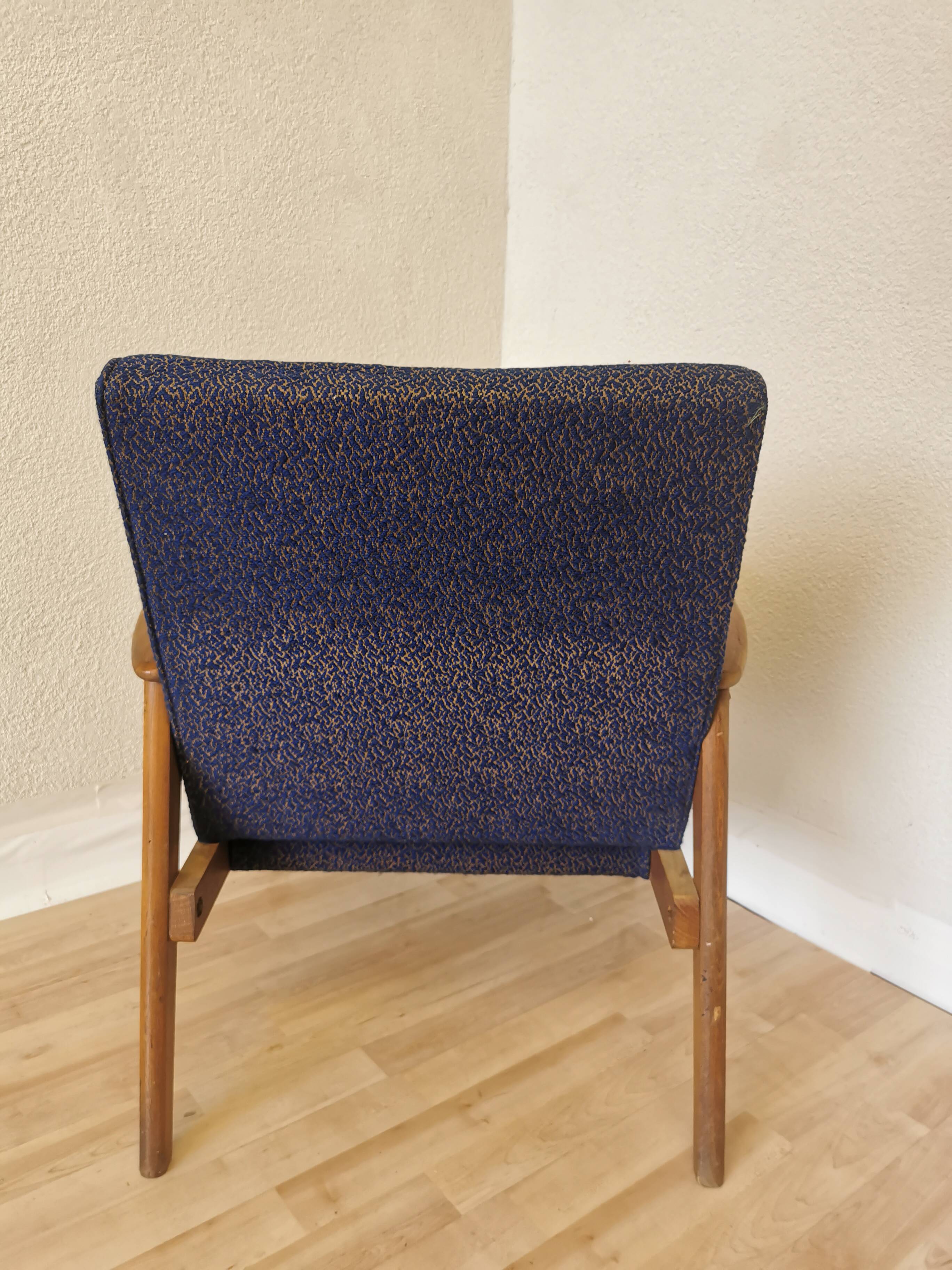 Vintage Royal Blue Armchair: Mid-Century Modern Lounge Chair