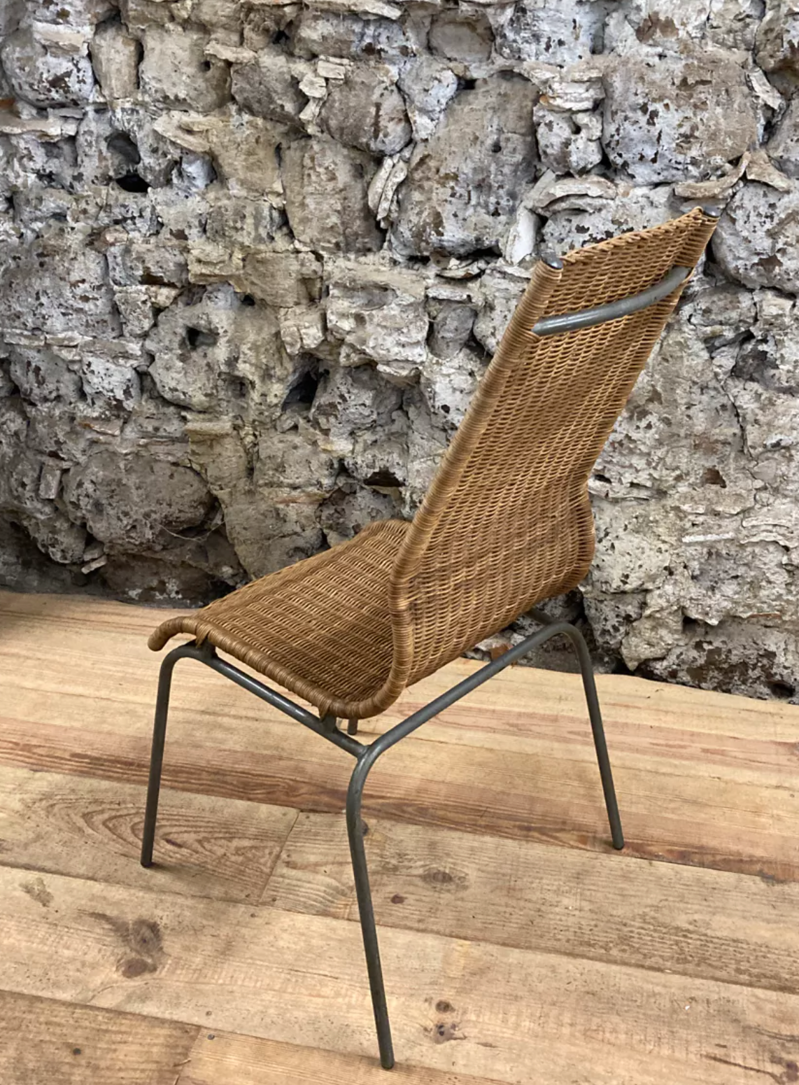 Vintage 1980 Ikea chair in rattan and aluminum
