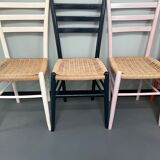 6 Italian chairs from the 60s solid beech and rope