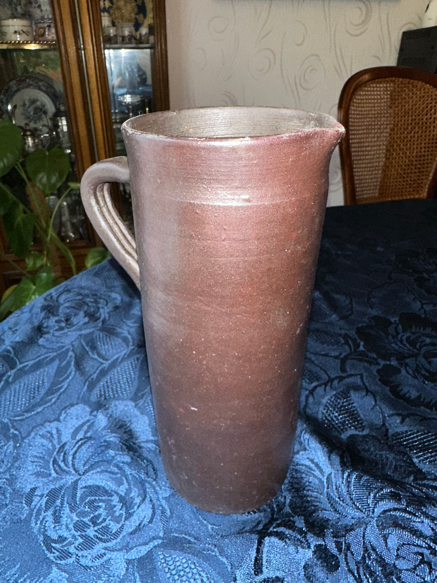 Glazed terracotta pitcher signed jean dubost