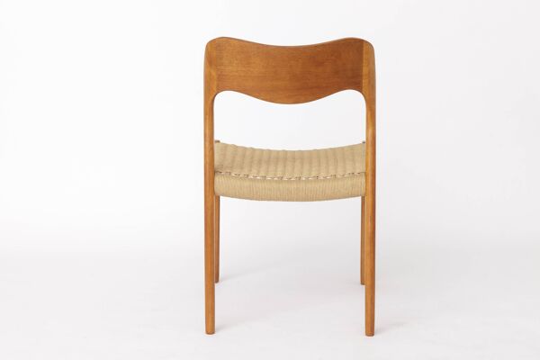 Ensemble de 6 chaises Møller modèle 71   Chaises de salle à manger en teck danois moderne   Années 1960