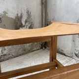 Solid elm and leather stool Maison Regain