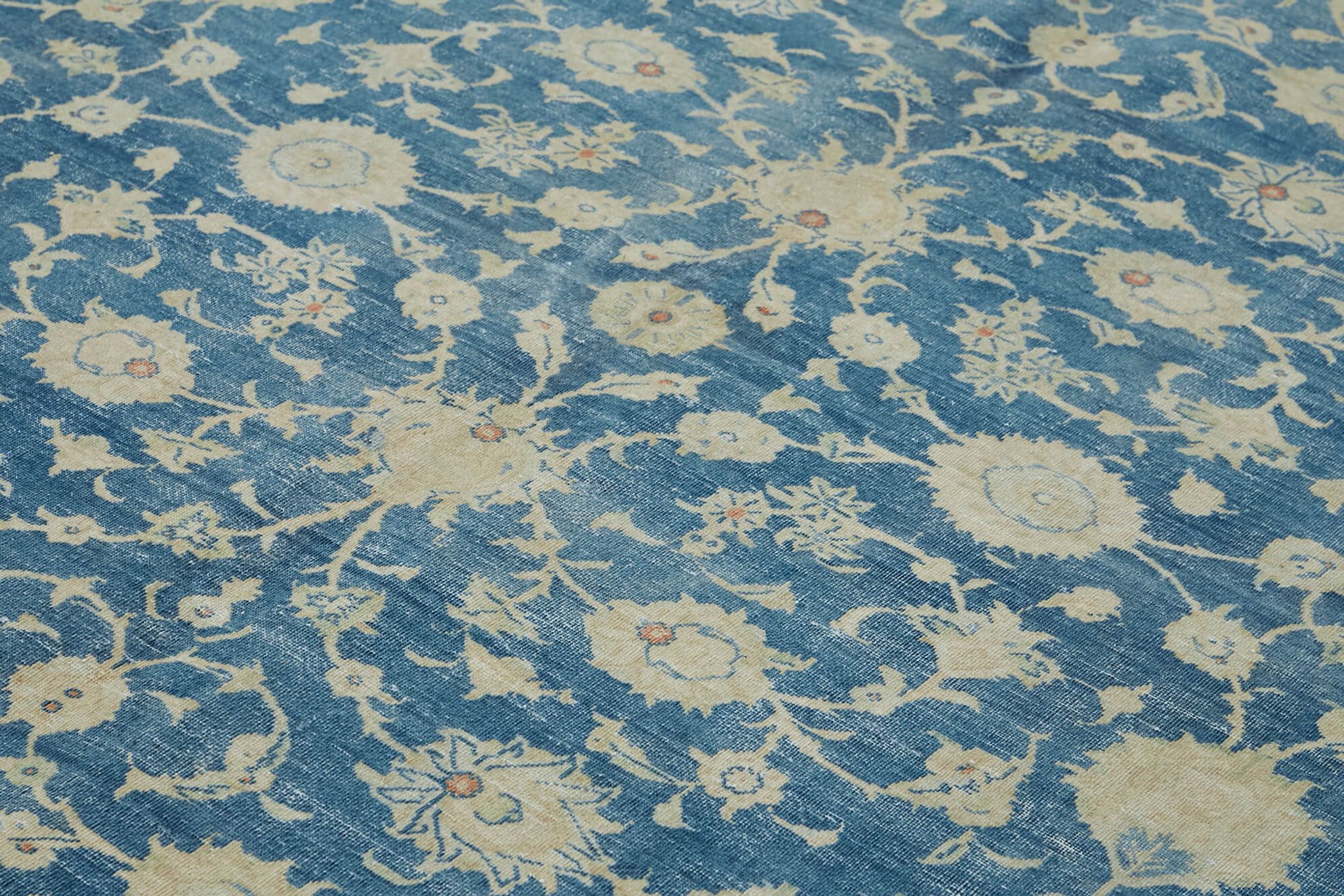 Handmade oriental contemporary 1980s 295 cm x 385 cm beige wool carpet