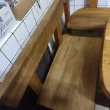 Set table, benches and chairs Pierre Chapo in solid elm