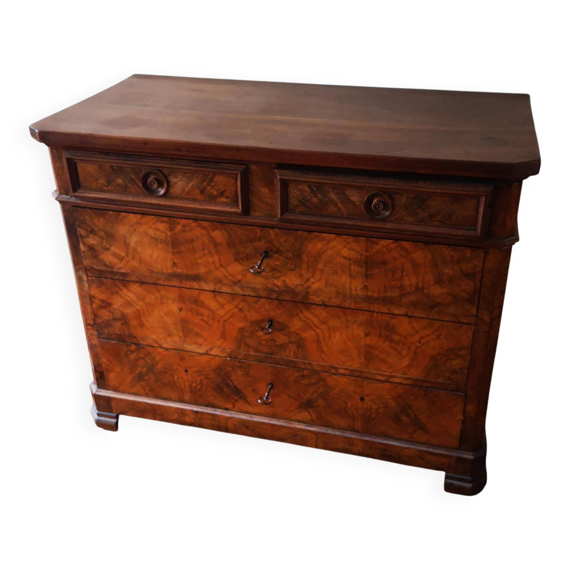 Louis-Philippe commode in walnut burl, 19th century
