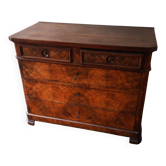 Louis-Philippe commode in walnut burl, 19th century
