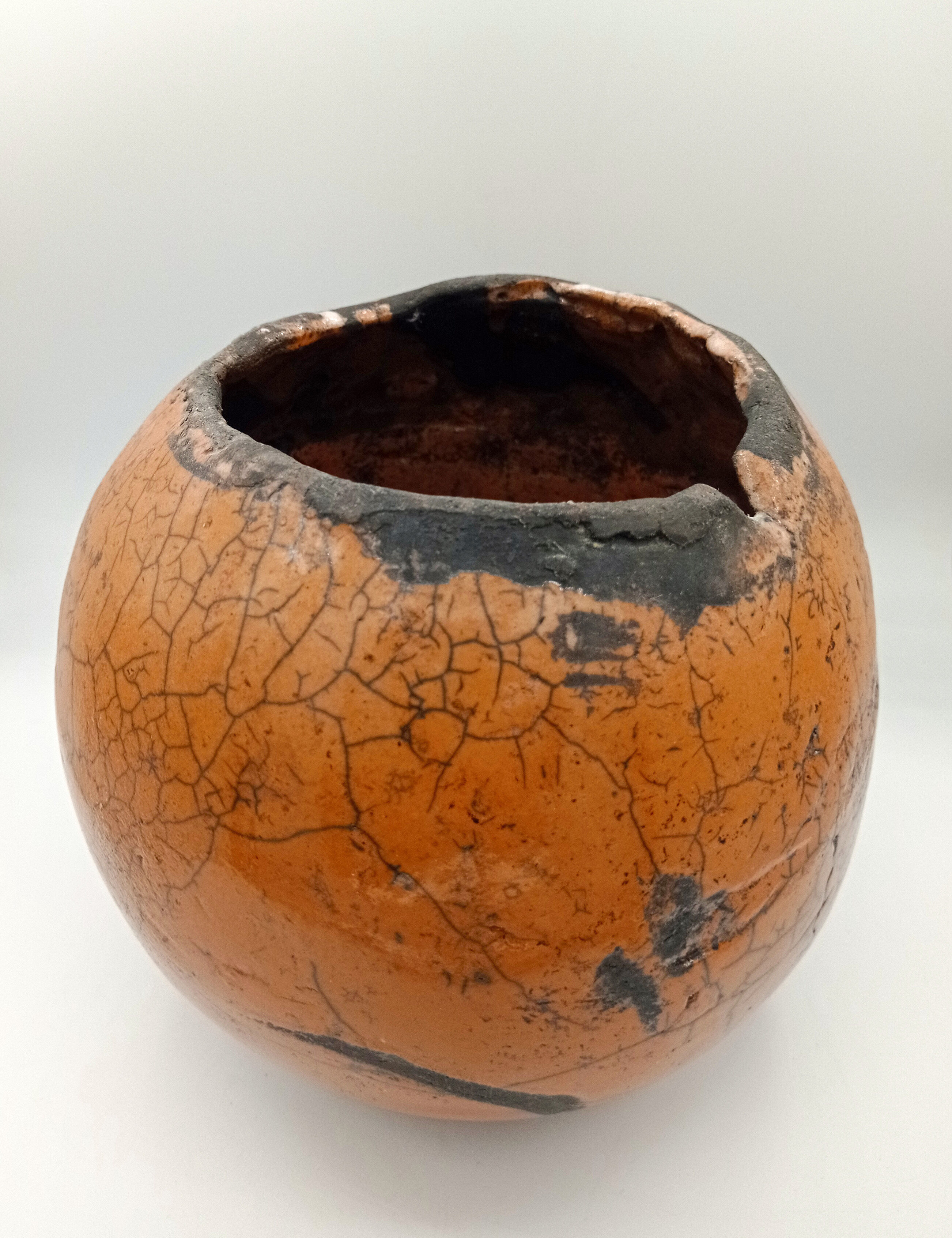 Raku ball vase