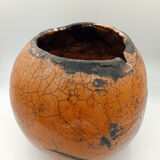 Raku ball vase