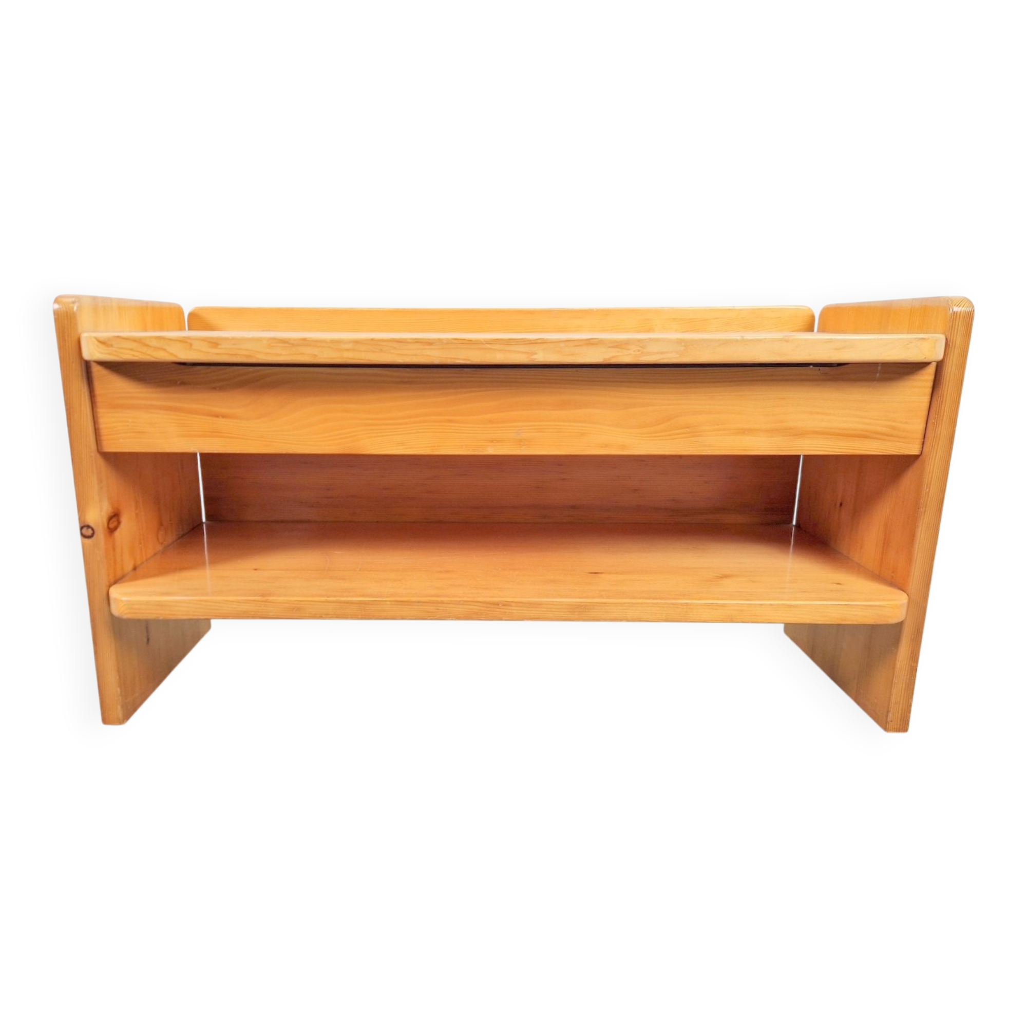 Vintage Pine Storage Bench, France, 1970s