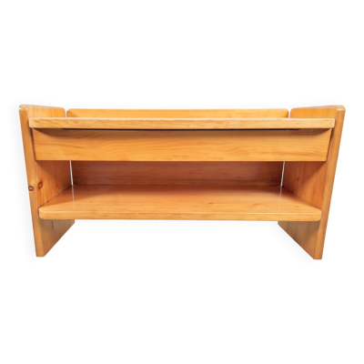Banc de rangement en pin vintage, France, années 1970
