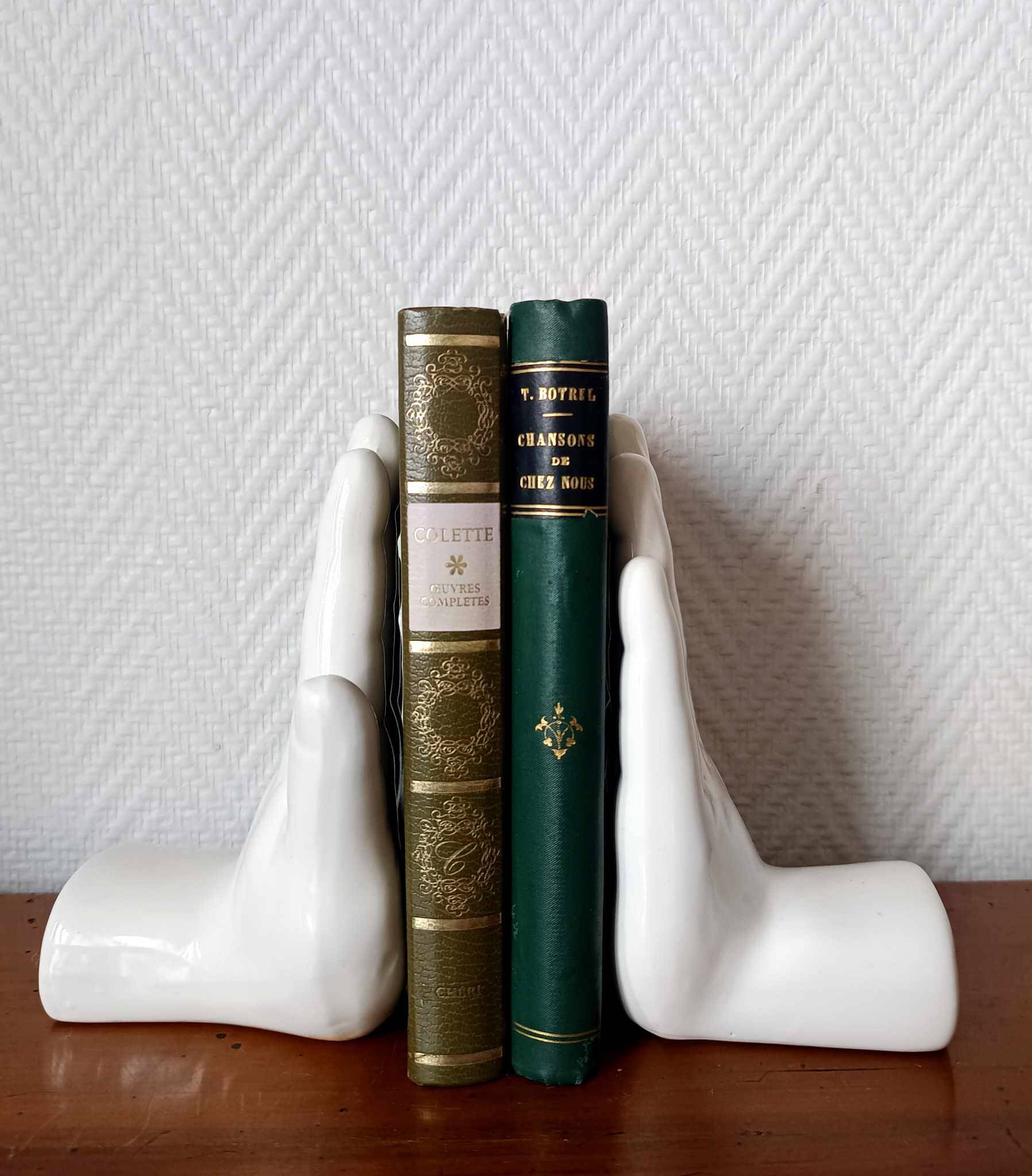 Pair of ceramic hand bookends 1970