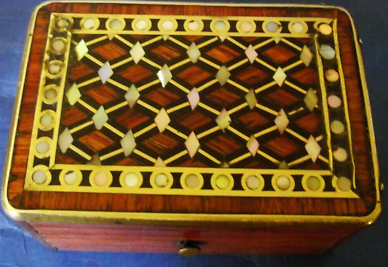 Small old box in marquetry and rosewood XIX eme