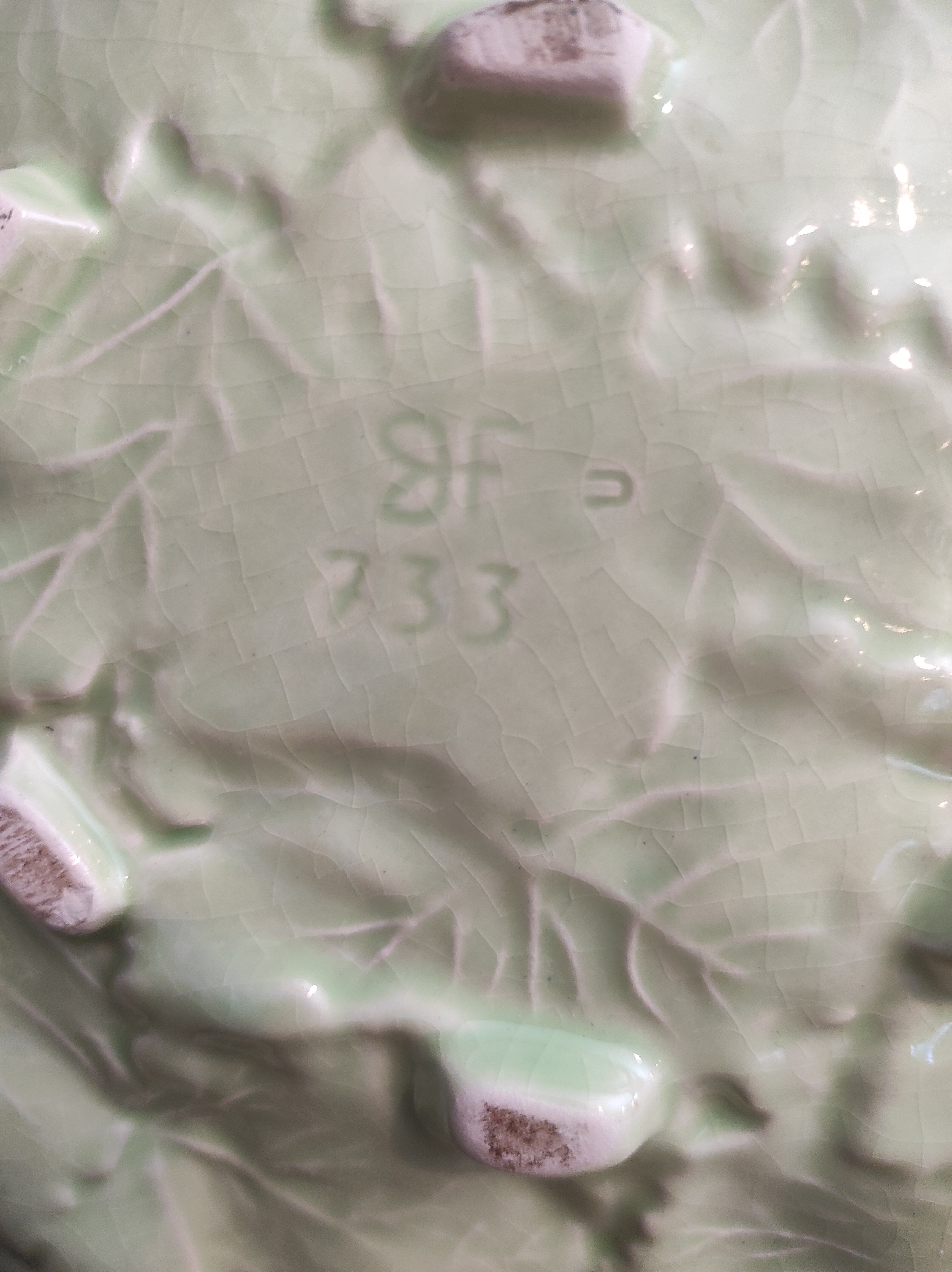 Vintage french majolica serving bowl for grapes