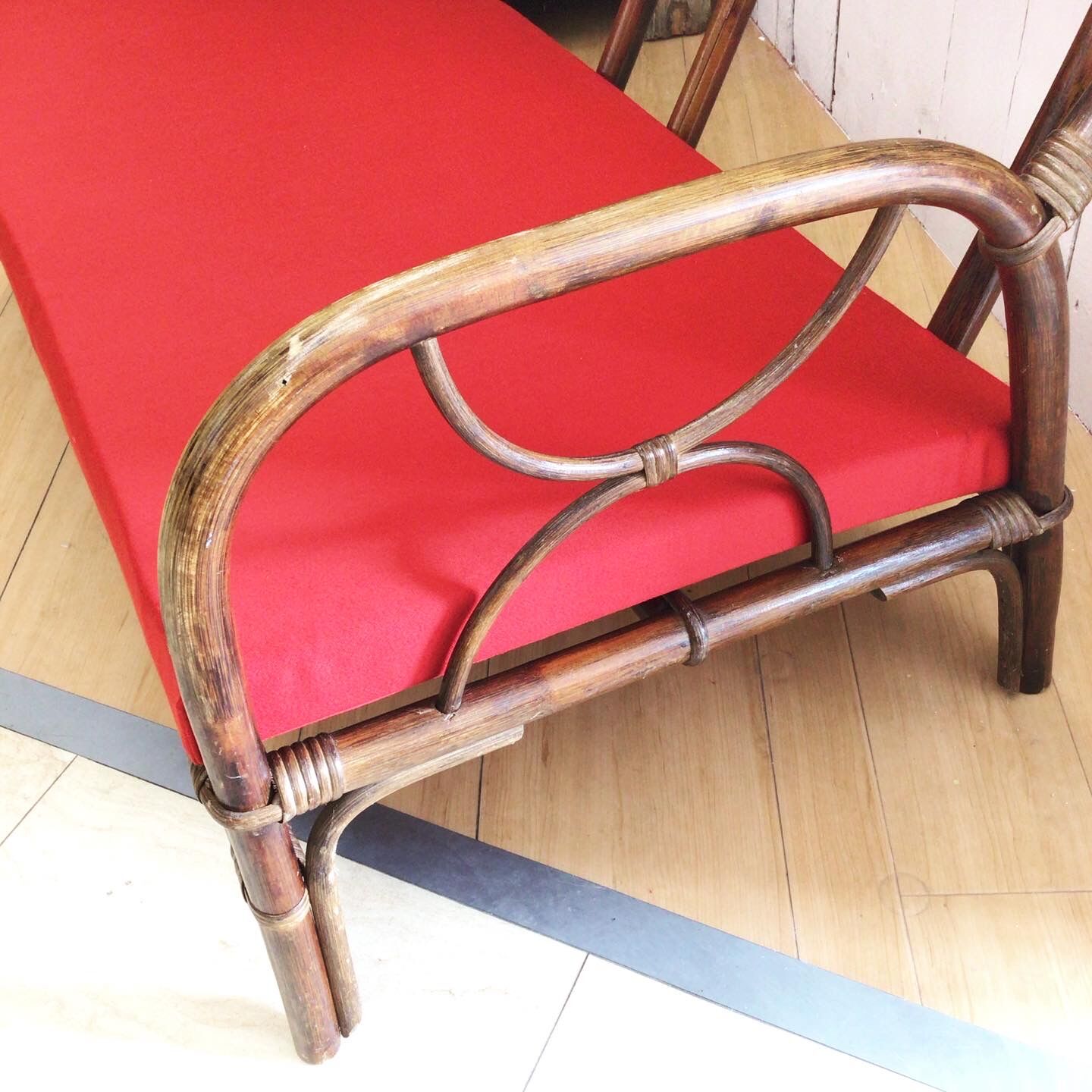 Art Deco rattan bench