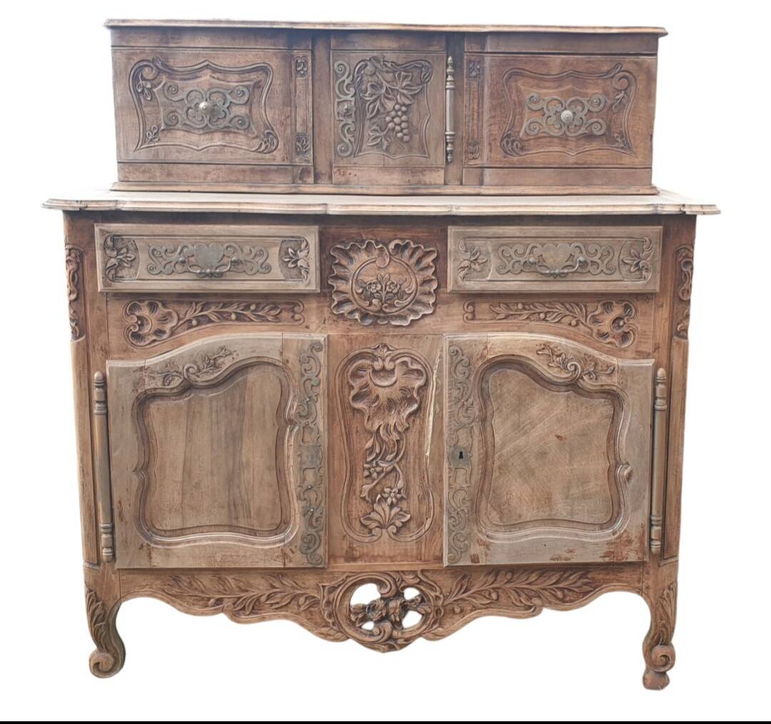 Provencal furniture in finely carved light walnut with wrought ironwork