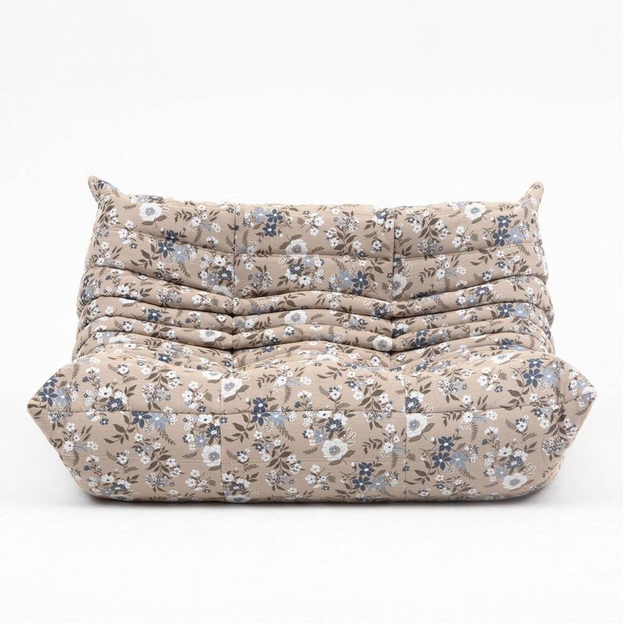 Togo pouf and 2-seater sofa in pattern by Michel Ducaroy for Ligne Roset, set of 2
