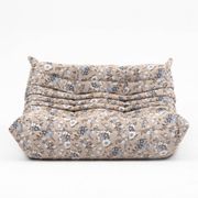 Togo pouf and 2-seater sofa in pattern by Michel Ducaroy for Ligne Roset, set of 2