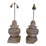 Set Of French Sandstone Decorative Vases With Artichoke, From The 18th Century