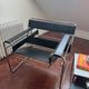 Wassily designer armchair - Marcel Breuer style - black cowhide leather